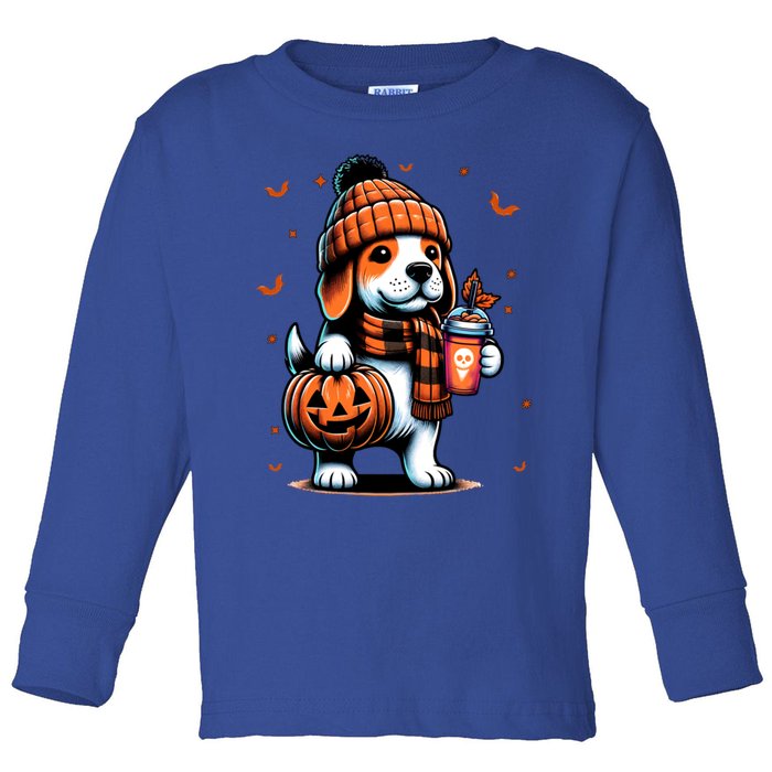 Ghost Beagle Dog Pumpkin S Beanie Fall Halloween Gift Toddler Long Sleeve Shirt