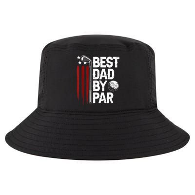 Golf Best Dad By Par Daddy Golfer American Flag Fathers Day Cool Comfort Performance Bucket Hat