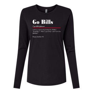 Go Bills Definition Buffalo Football Fan Funny Womens Cotton Relaxed Long Sleeve T-Shirt