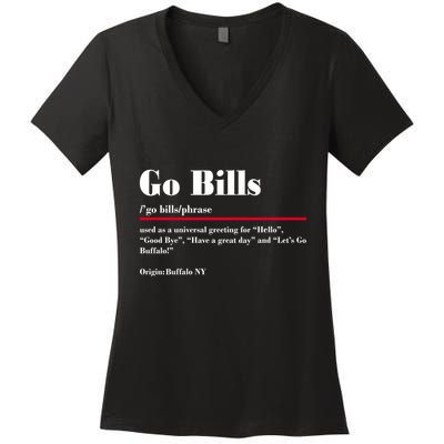 Go Bills Definition Buffalo Football Fan Funny Women's V-Neck T-Shirt