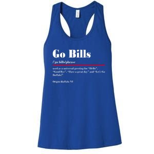 Go Bills Definition Buffalo Football Fan Funny Women's Racerback Tank