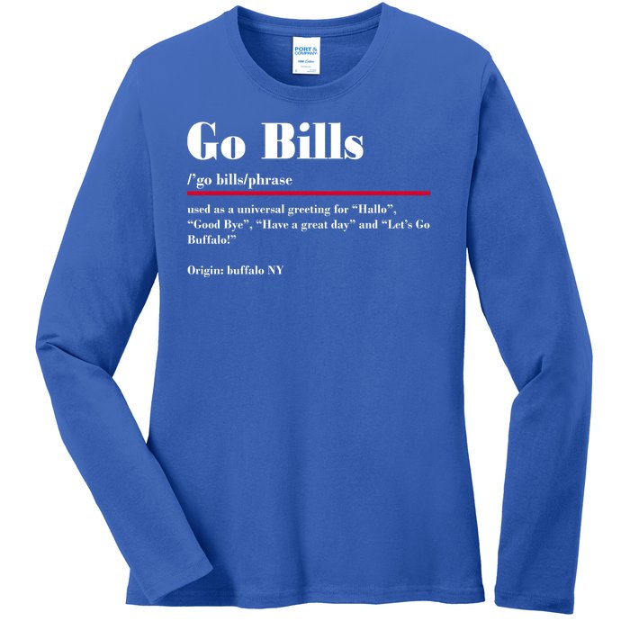 Go Bills Definition Buffalo Football Fan Funny Ladies Long Sleeve Shirt