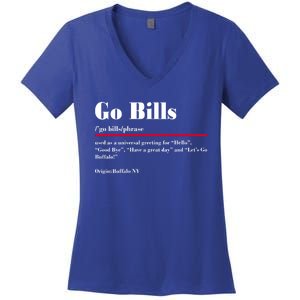 Go Bills Definition Buffalo Football Fan Funny Women's V-Neck T-Shirt