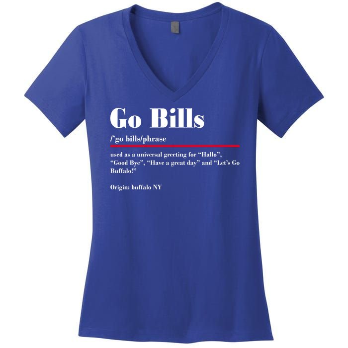 Go Bills Definition Buffalo Football Fan Funny Women's V-Neck T-Shirt