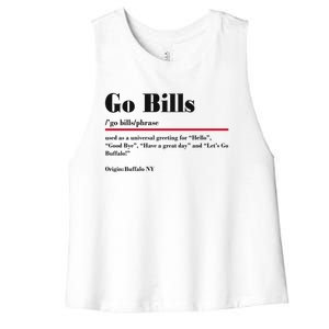 Go Bills Definition Buffalo Football Fan Funny Women's Racerback Cropped Tank