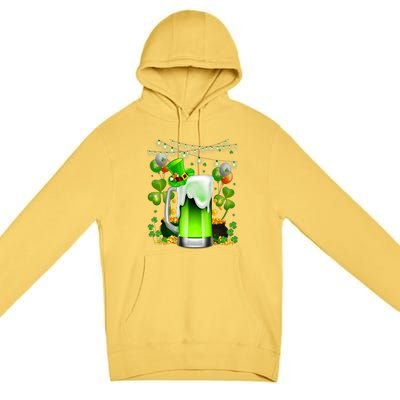 Green Beer Leprechaun St Patricks Day Shamrock Men Drinking  Premium Pullover Hoodie