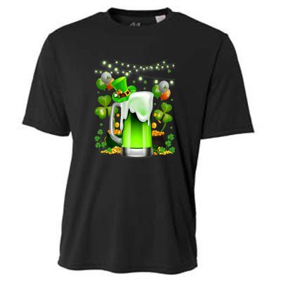 Green Beer Leprechaun St Patricks Day Shamrock Men Drinking  Cooling Performance Crew T-Shirt