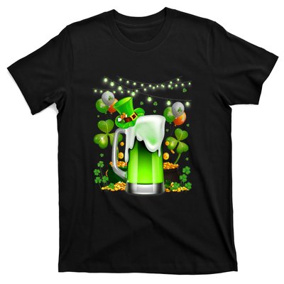 Green Beer Leprechaun St Patricks Day Shamrock Men Drinking  T-Shirt