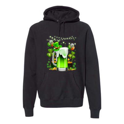 Green Beer Leprechaun St Patricks Day Shamrock Men Drinking  Premium Hoodie