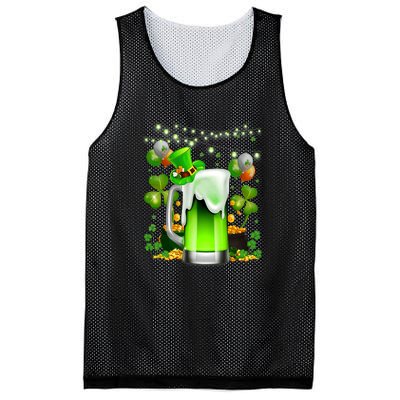 Green Beer Leprechaun St Patricks Day Shamrock Men Drinking  Mesh Reversible Basketball Jersey Tank