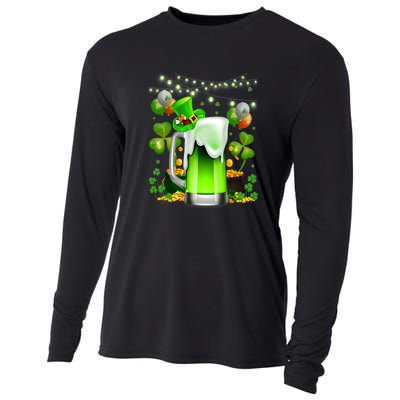 Green Beer Leprechaun St Patricks Day Shamrock Men Drinking  Cooling Performance Long Sleeve Crew