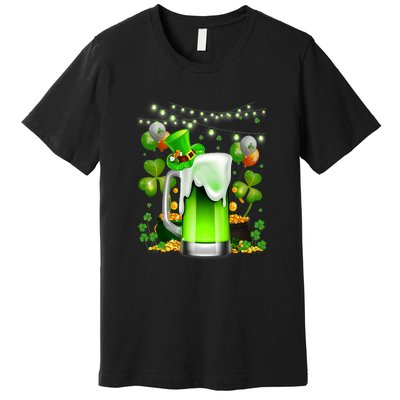 Green Beer Leprechaun St Patricks Day Shamrock Men Drinking  Premium T-Shirt