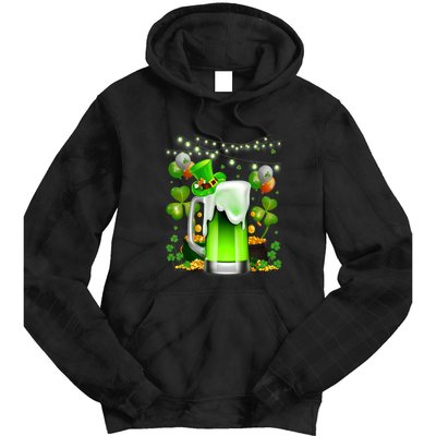 Green Beer Leprechaun St Patricks Day Shamrock Men Drinking  Tie Dye Hoodie