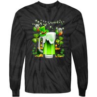 Green Beer Leprechaun St Patricks Day Shamrock Men Drinking  Tie-Dye Long Sleeve Shirt