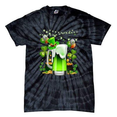 Green Beer Leprechaun St Patricks Day Shamrock Men Drinking  Tie-Dye T-Shirt