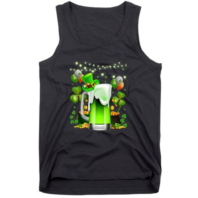 Green Beer Leprechaun St Patricks Day Shamrock Men Drinking  Tank Top