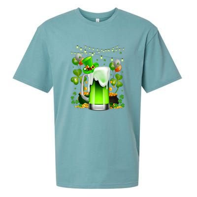 Green Beer Leprechaun St Patricks Day Shamrock Men Drinking  Sueded Cloud Jersey T-Shirt