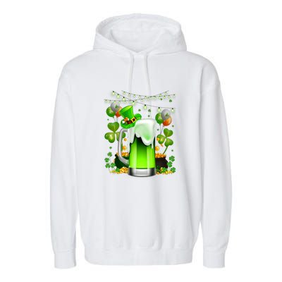 Green Beer Leprechaun St Patricks Day Shamrock Men Drinking  Garment-Dyed Fleece Hoodie