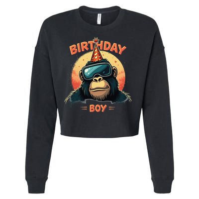 Gorilla Birthday Decorations Monkey Tag VR Gamer for Cropped Pullover Crew