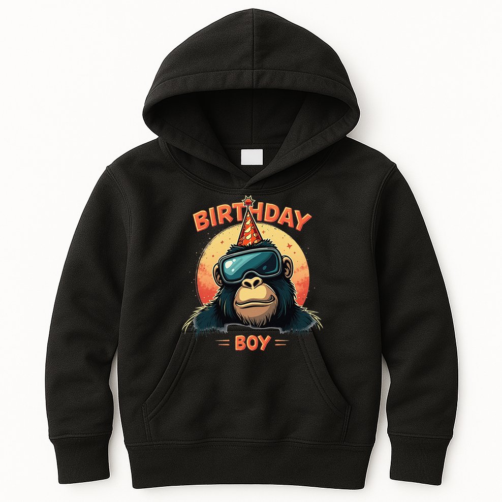 Gorilla Birthday Decorations Monkey Tag VR Gamer for Kids Hoodie