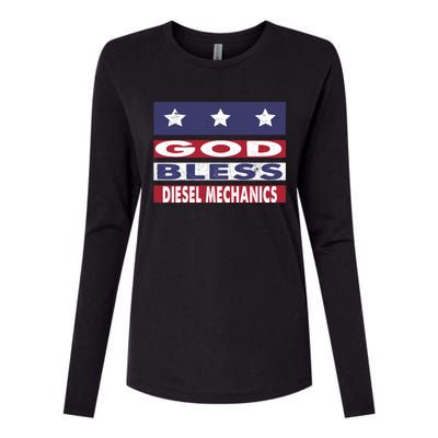 God Bless Diesel Mechanics Patriotic Christian Cute Gift Womens Cotton Relaxed Long Sleeve T-Shirt