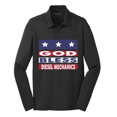 God Bless Diesel Mechanics Patriotic Christian Cute Gift Silk Touch Performance Long Sleeve Polo