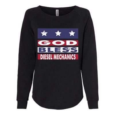 God Bless Diesel Mechanics Patriotic Christian Cute Gift Womens California Wash Sweatshirt