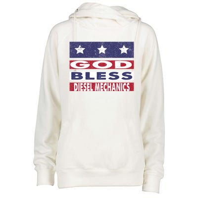 God Bless Diesel Mechanics Patriotic Christian Cute Gift Womens Funnel Neck Pullover Hood