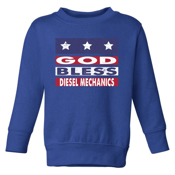 God Bless Diesel Mechanics Patriotic Christian Cute Gift Toddler Sweatshirt