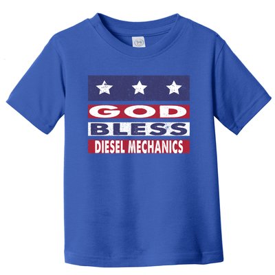 God Bless Diesel Mechanics Patriotic Christian Cute Gift Toddler T-Shirt