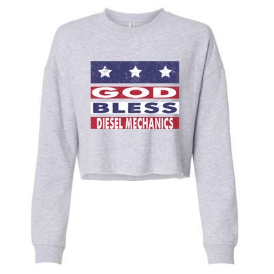 God Bless Diesel Mechanics Patriotic Christian Cute Gift Cropped Pullover Crew