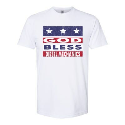 God Bless Diesel Mechanics Patriotic Christian Cute Gift Softstyle® CVC T-Shirt