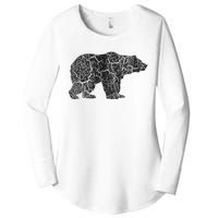 Grizzly Bear Distressed Print Vintage Grizzly Bear Women's Perfect Tri Tunic Long Sleeve Shirt