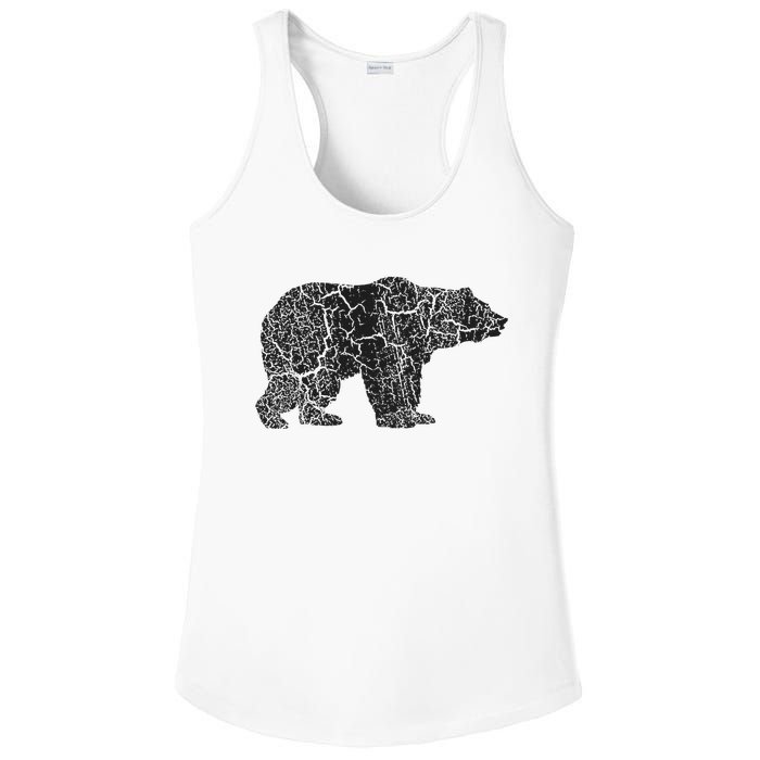 Grizzly Bear Distressed Print Vintage Grizzly Bear Ladies PosiCharge Competitor Racerback Tank