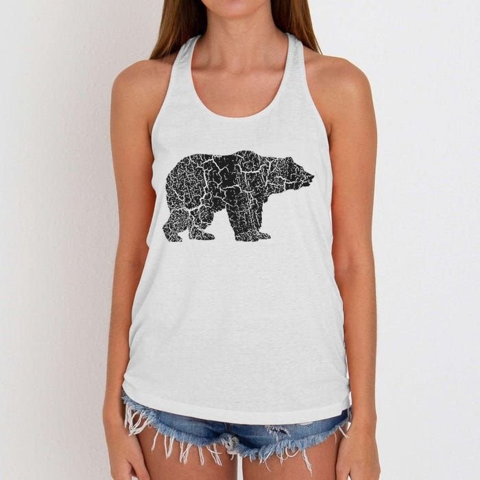 Grizzly Bear Distressed Print Vintage Grizzly Bear Women's Knotted Racerback Tank