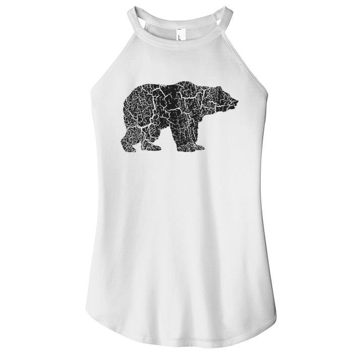 Grizzly Bear Distressed Print Vintage Grizzly Bear Women's Perfect Tri Rocker Tank