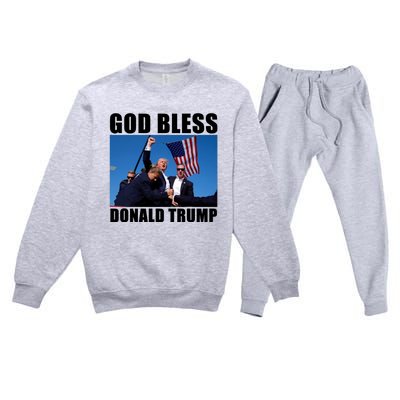 God Bless Donald Trump Trump Shot Trump Fist Pump Shot At Premium Crewneck Sweatsuit Set