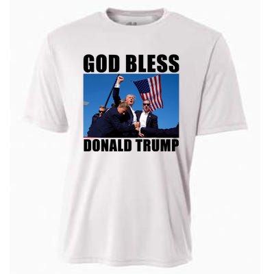 God Bless Donald Trump Trump Shot Trump Fist Pump Shot At Cooling Performance Crew T-Shirt