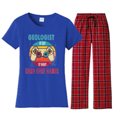 Geologist By Day By Night Hard Core Gamer Gaming Gift Women's Flannel Pajama Set