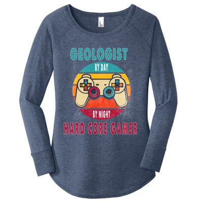 Geologist By Day By Night Hard Core Gamer Gaming Gift Women's Perfect Tri Tunic Long Sleeve Shirt