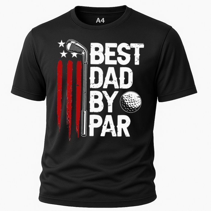 Golf Best Dad By Par Daddy Golfer American Flag Father's Day Cooling Performance Crew T-Shirt