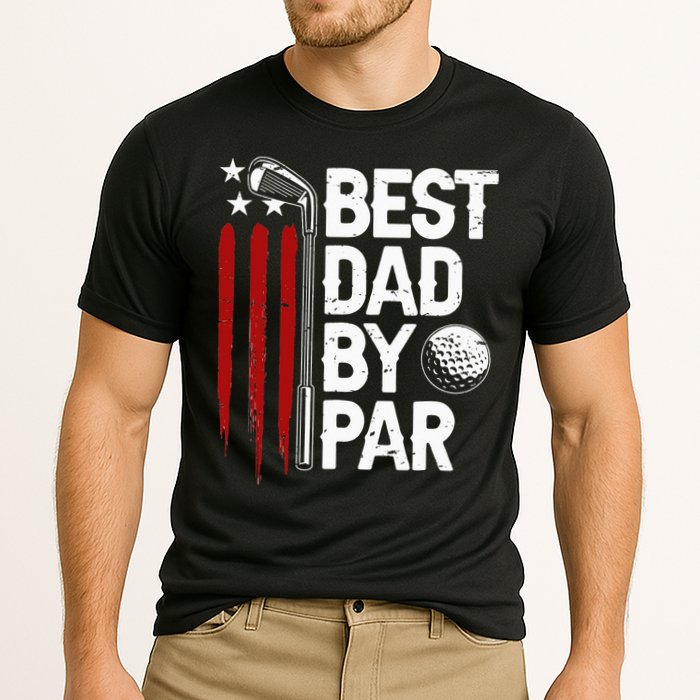 Golf Best Dad By Par Daddy Golfer American Flag Father's Day Cooling Performance Crew T-Shirt