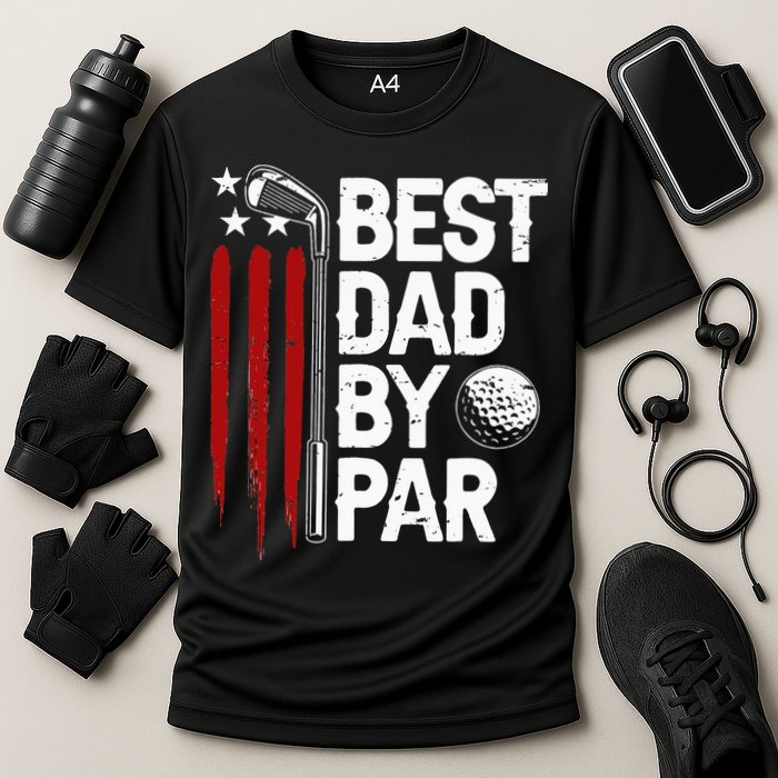 Golf Best Dad By Par Daddy Golfer American Flag Father's Day Cooling Performance Crew T-Shirt