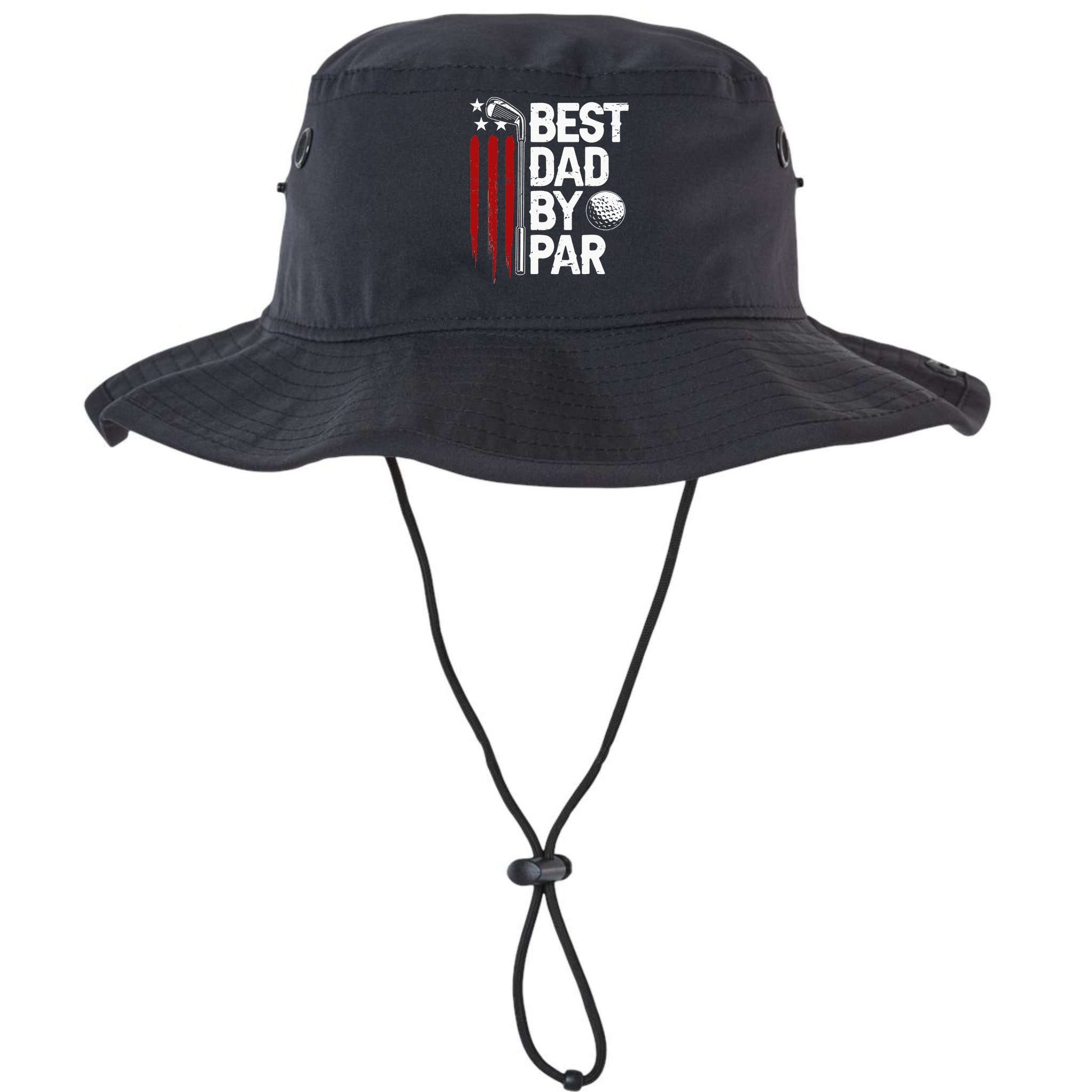Golf Best Dad By Par Daddy Golfer American Flag Father's Day Bucket Hat