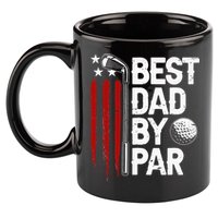 Golf Best Dad By Par Daddy Golfer American Flag Father's Day 11oz C Handle Ceramic Mug