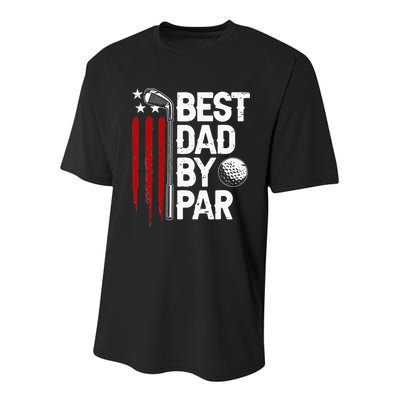 Golf Best Dad By Par Daddy Golfer American Flag Father's Day Youth Performance Sprint T-Shirt