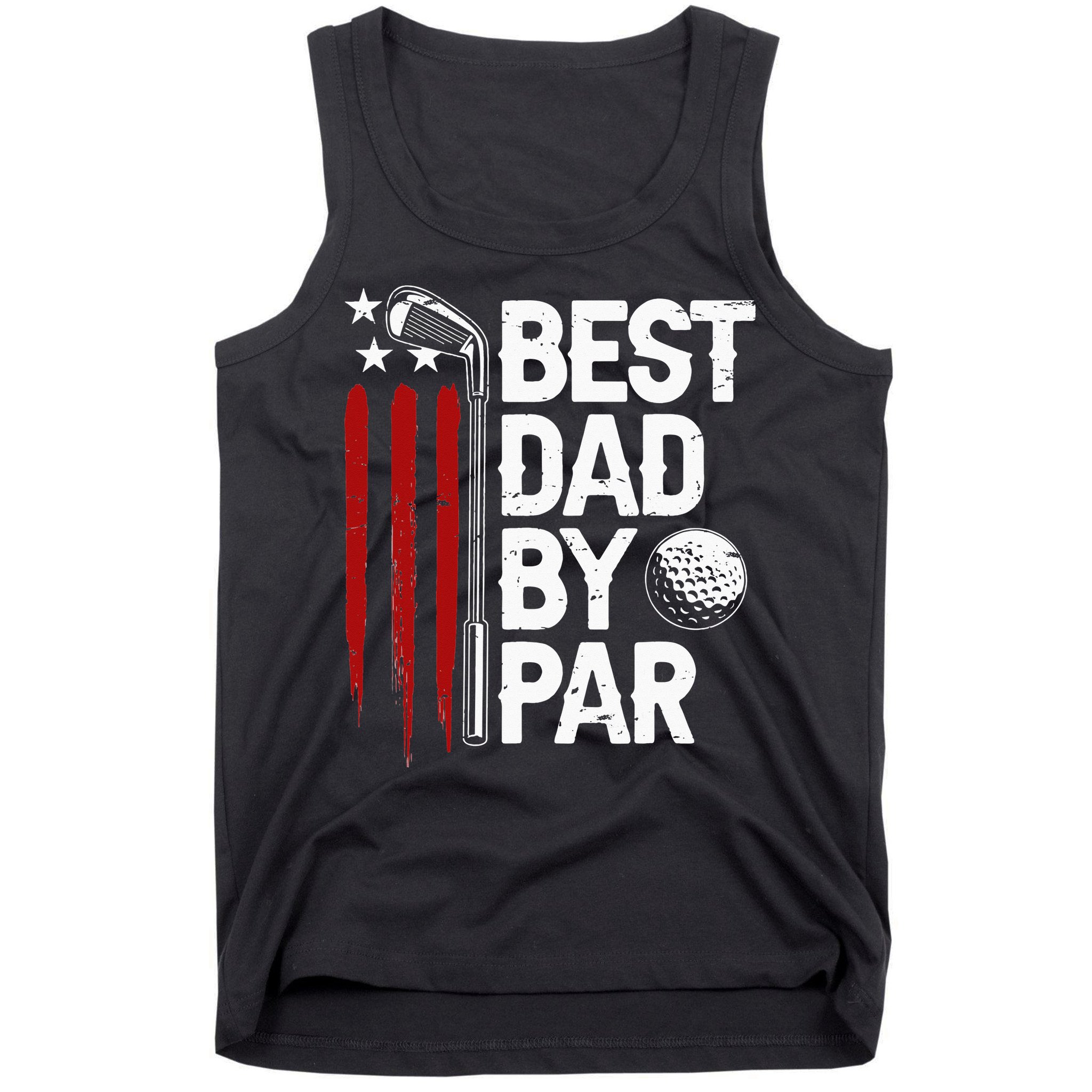 Golf Best Dad By Par Daddy Golfer American Flag Father's Day Tank Top