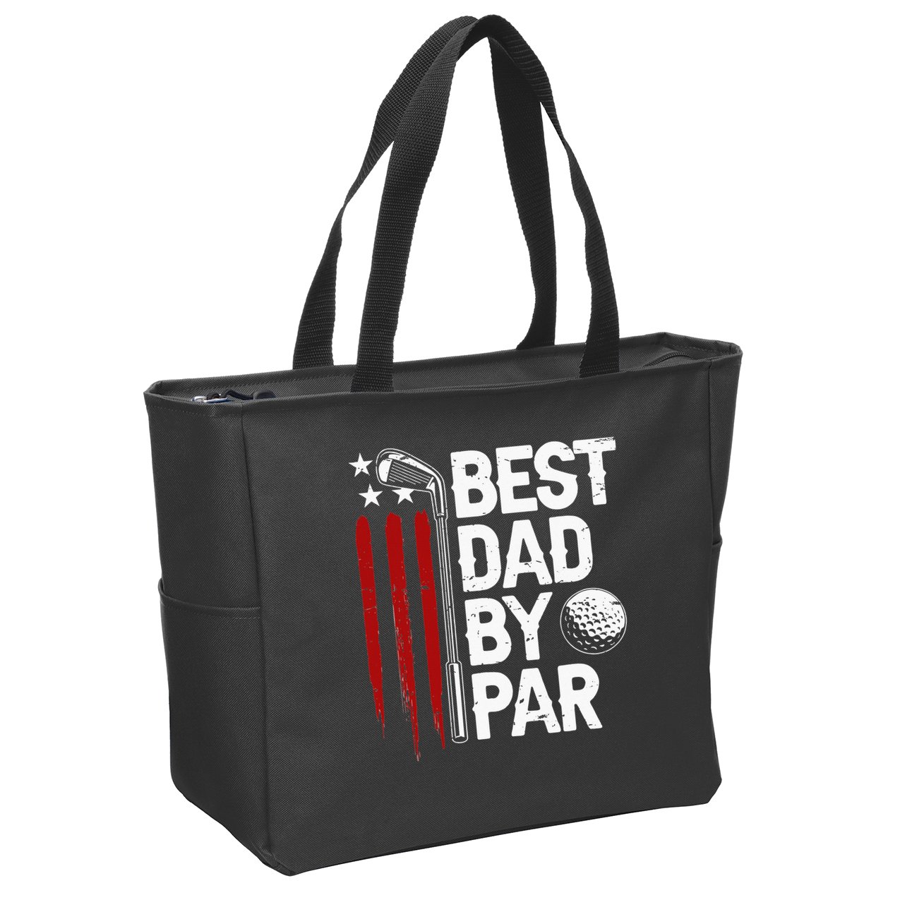 Golf Best Dad By Par Daddy Golfer American Flag Father's Day Zip Tote Bag