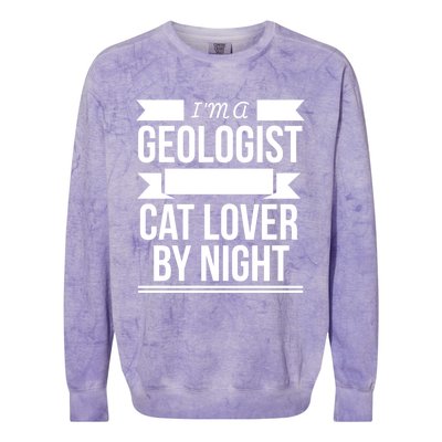 Geologist By Day Cat Lover By Night Cat Lady Gift Colorblast Crewneck Sweatshirt