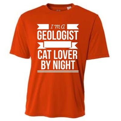 Geologist By Day Cat Lover By Night Cat Lady Gift Cooling Performance Crew T-Shirt